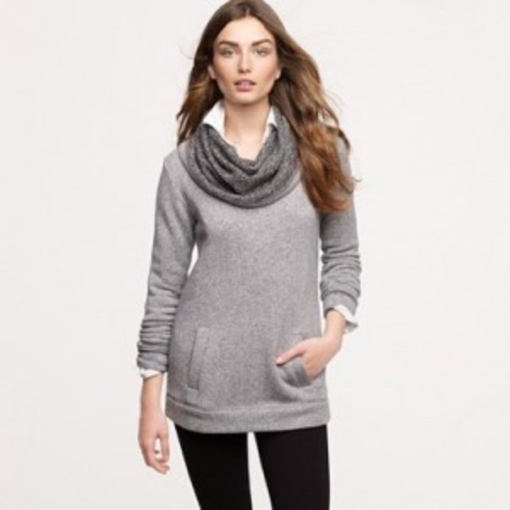 J Crew factory funnel neck sweatshirt size medium heather flint